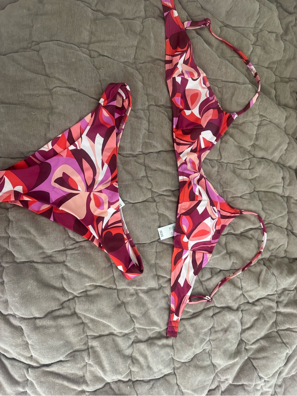 American Eagle Outfitters Pink Red Purple Abstract Print Bikini